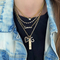 Three Prongs Setting Diamond Spaced Chain Necklace
