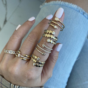 Two Solitaire Diamond Triple Gold Swirl Ring