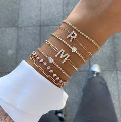 Large Diamond Initial Medium Paperclip Bracelet