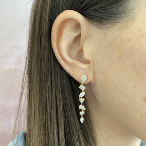 Seven Multi Shape Diamonds Drop Earrings