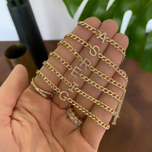 Load image into Gallery viewer, Pave Initial Flat Cuban Bracelet
