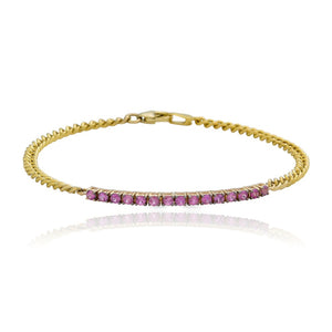 Gemstone Cuban Chain Bracelet