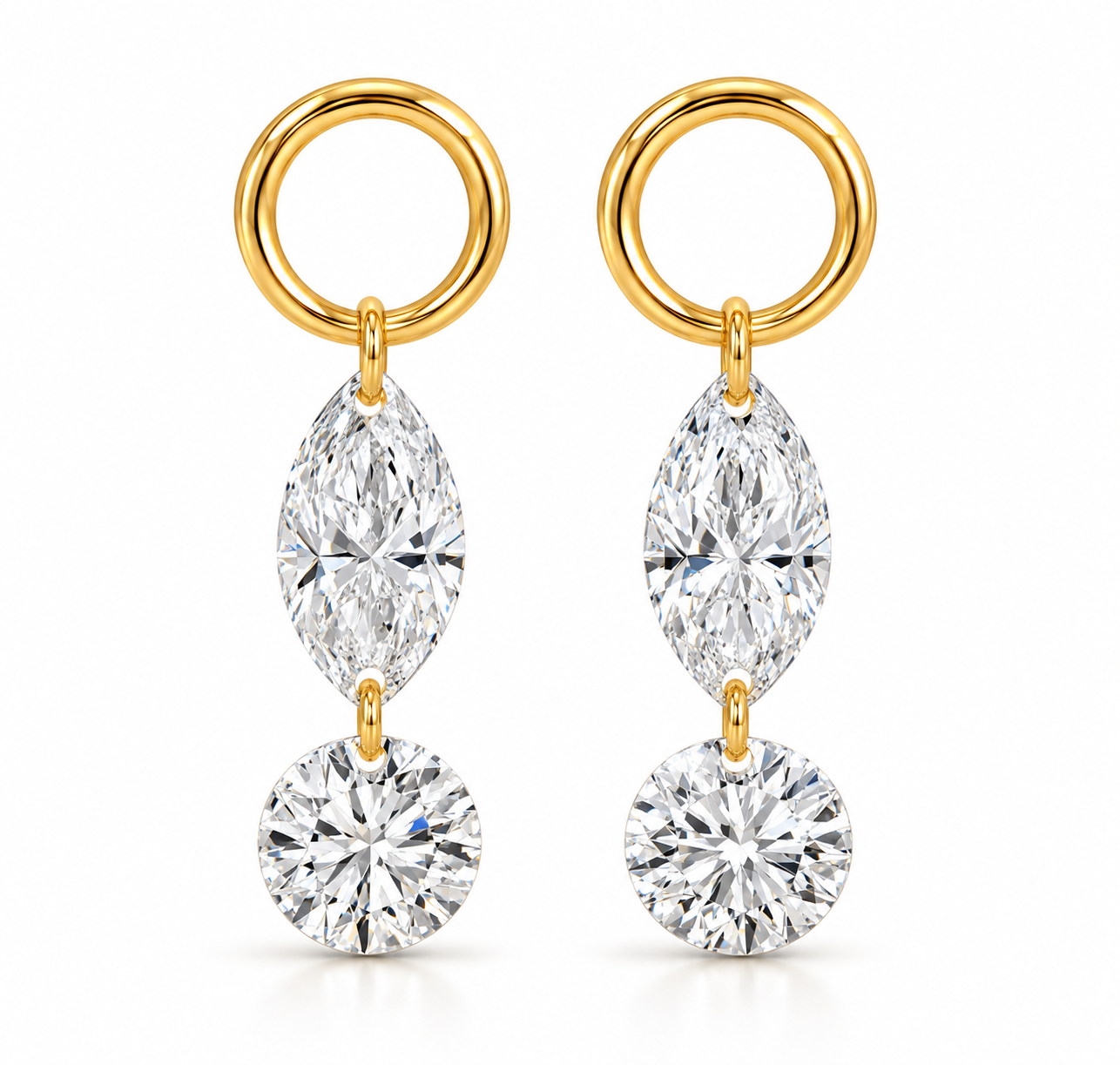 Two Lab Diamonds Floating Earring Charm