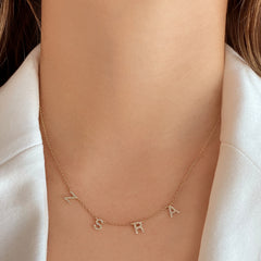 Dangling Initial Necklace with Charms