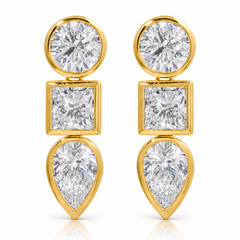 Trio Bezel Lab Diamond Drop Earrings