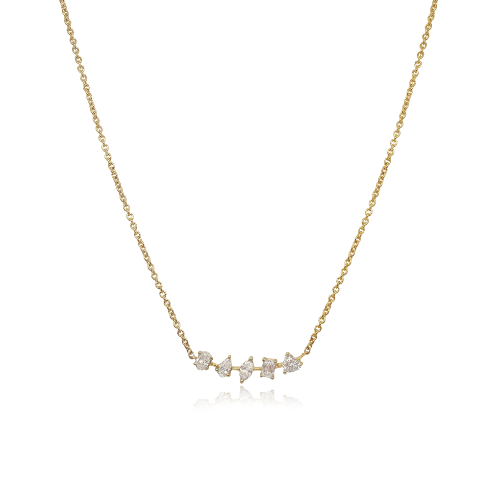 Bloomingdale's Diamond Multi Cut Curved Bar Necklace in 14K White Gold,  0.45 ct. t.w, 18