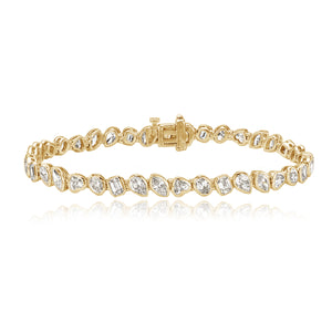 Multi Shape Bezel Diamond Tennis Bracelet
