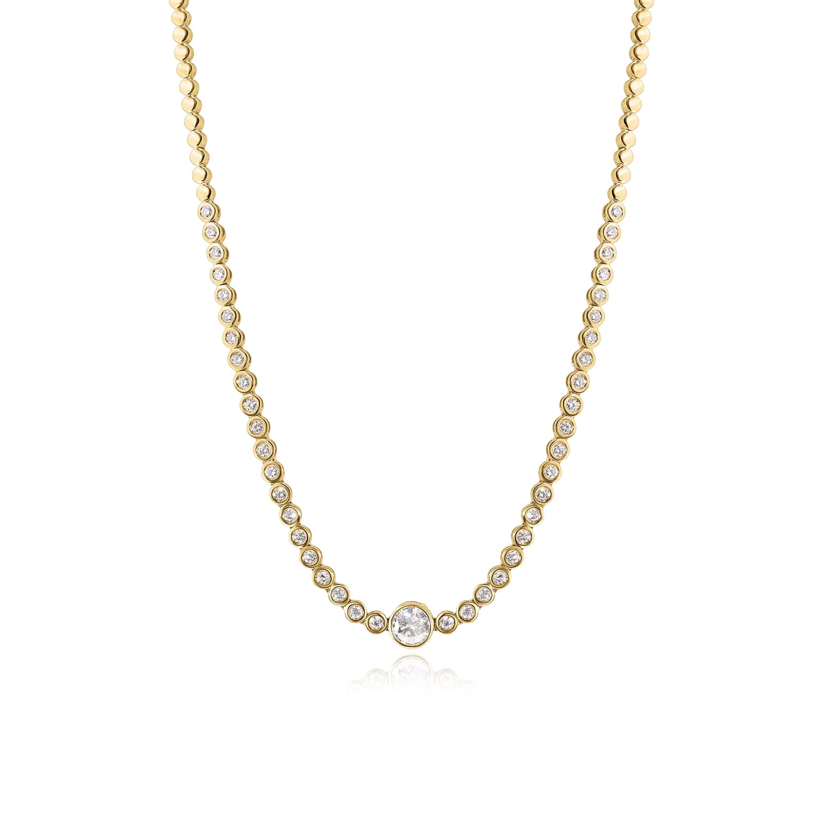 Round Bezel Diamond Golden Necklace