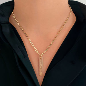 Large Engravable Gold Plate Charm