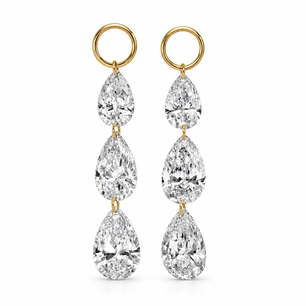Three Floating Pears Lab Diamonds Earring Charm