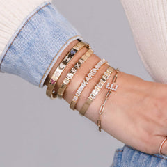Large Diamond Initial Medium Paperclip Bracelet