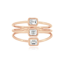 Load image into Gallery viewer, Three Row Emerald Cut Diamond Ring
