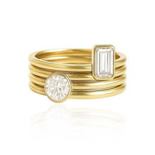Load image into Gallery viewer, Ribbed Gold Two Stone Lab Diamond Ring
