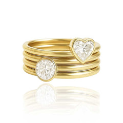 Ribbed Gold Two Stone Lab Diamond Ring
