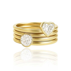 Ribbed Gold Two Stone Lab Diamond Ring