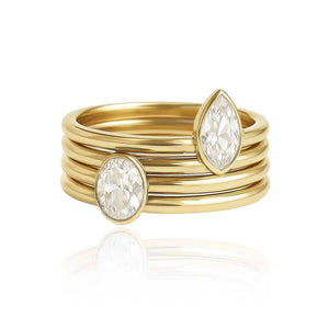 Ribbed Gold Two Stone Lab Diamond Ring