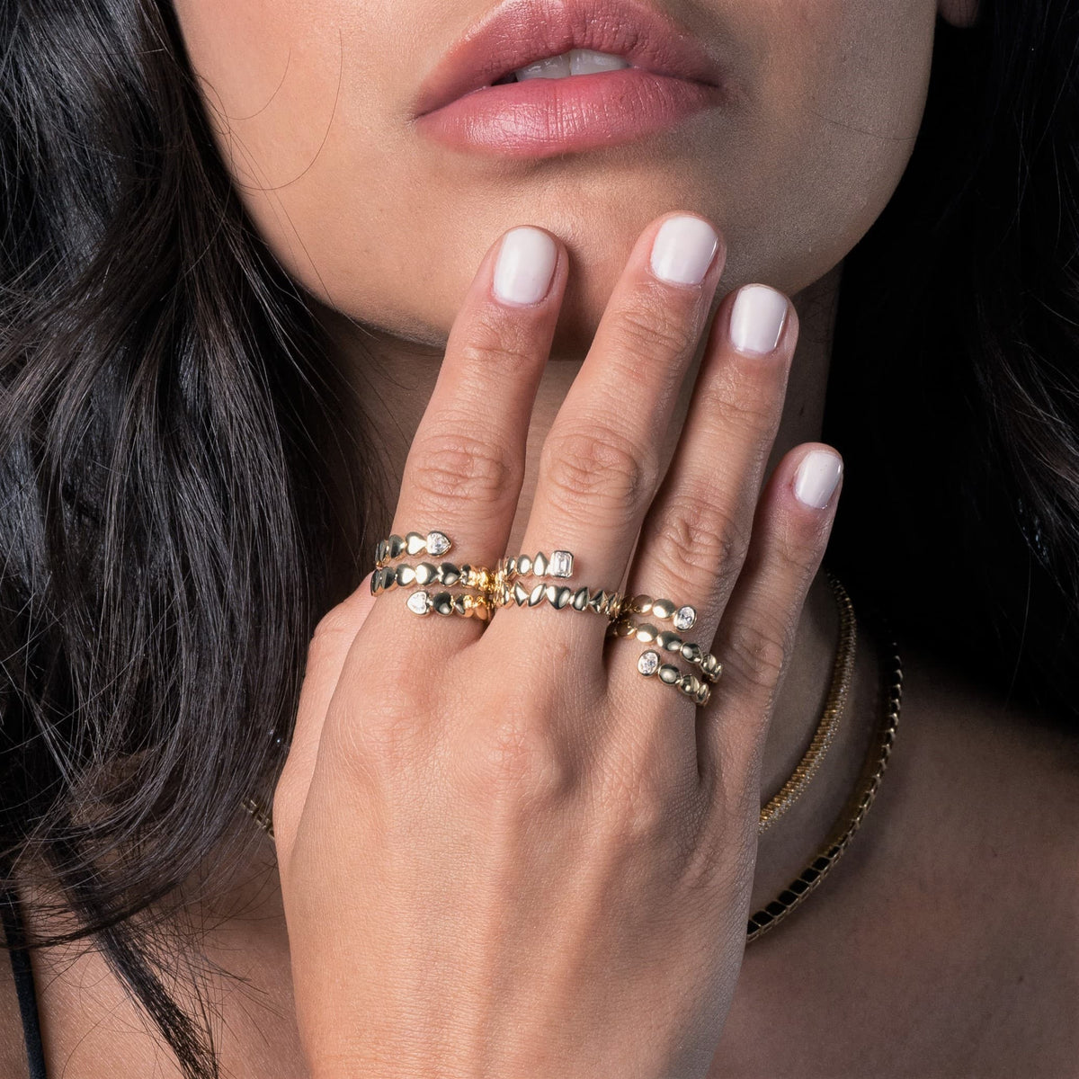 Golden Swirl Half Multi Shape Ring – Alev Jewelry