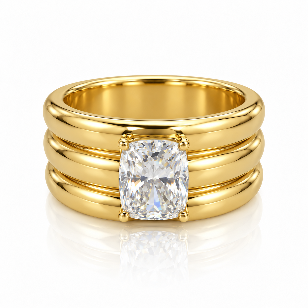 Chunky Ribbed Cushion Ring