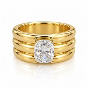 Chunky Ribbed Cushion Ring