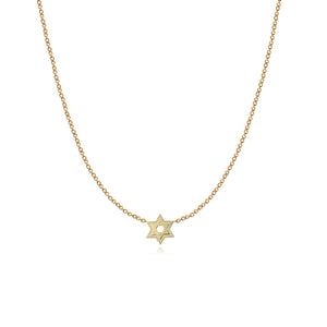 Fluted Pave Outline Star of David Necklace