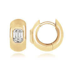 Load image into Gallery viewer, Thick Small Solitaire Gold Huggie
