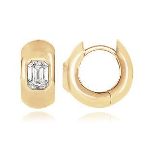 Thick Small Solitaire Gold Huggie