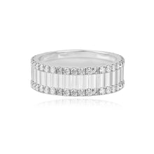 Load image into Gallery viewer, Thick Fluted Gold Band with Pave Border Wedding Ring
