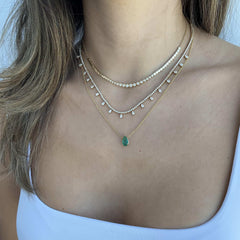 Graduated Bezel Diamond and Gold Disc Chain Necklace