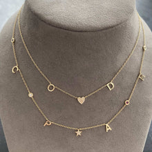 Load image into Gallery viewer, Gold Initials and Pave Heart Necklace

