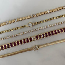 Load image into Gallery viewer, Solitaire Diamond Gemstone Bezel Emerald Tennis Bracelet
