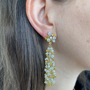 Statement Multi Shape Yellow and White Diamond Earrings
