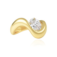 Load image into Gallery viewer, Stackable Dome Solitaire Diamond Wave Ring
