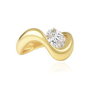 Stackable Dome Solitaire Diamond Wave Ring