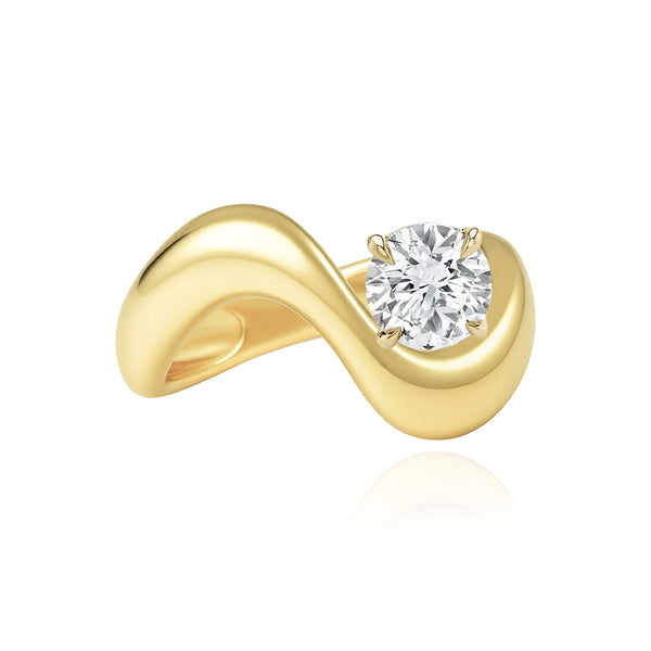 Stackable Dome Solitaire Diamond Wave Ring