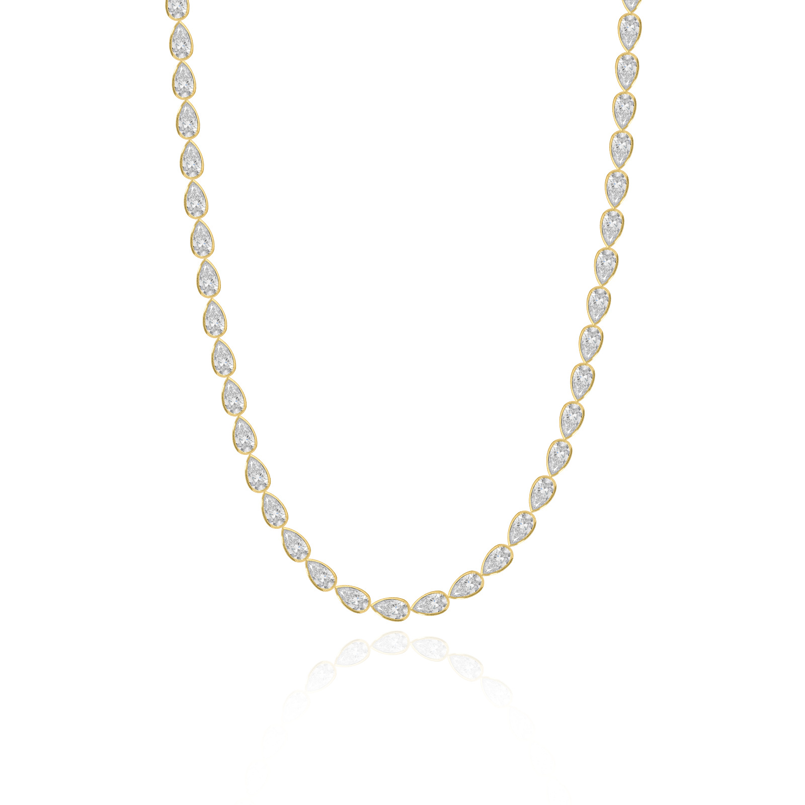 East to West Pear Lab Bezel Diamond Tennis Necklace