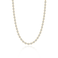East to West Pear Lab Bezel Diamond Tennis Necklace