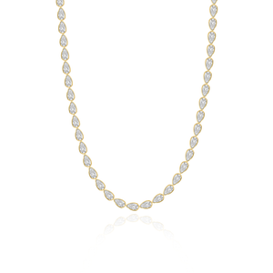 East to West Pear Lab Bezel Diamond Tennis Necklace