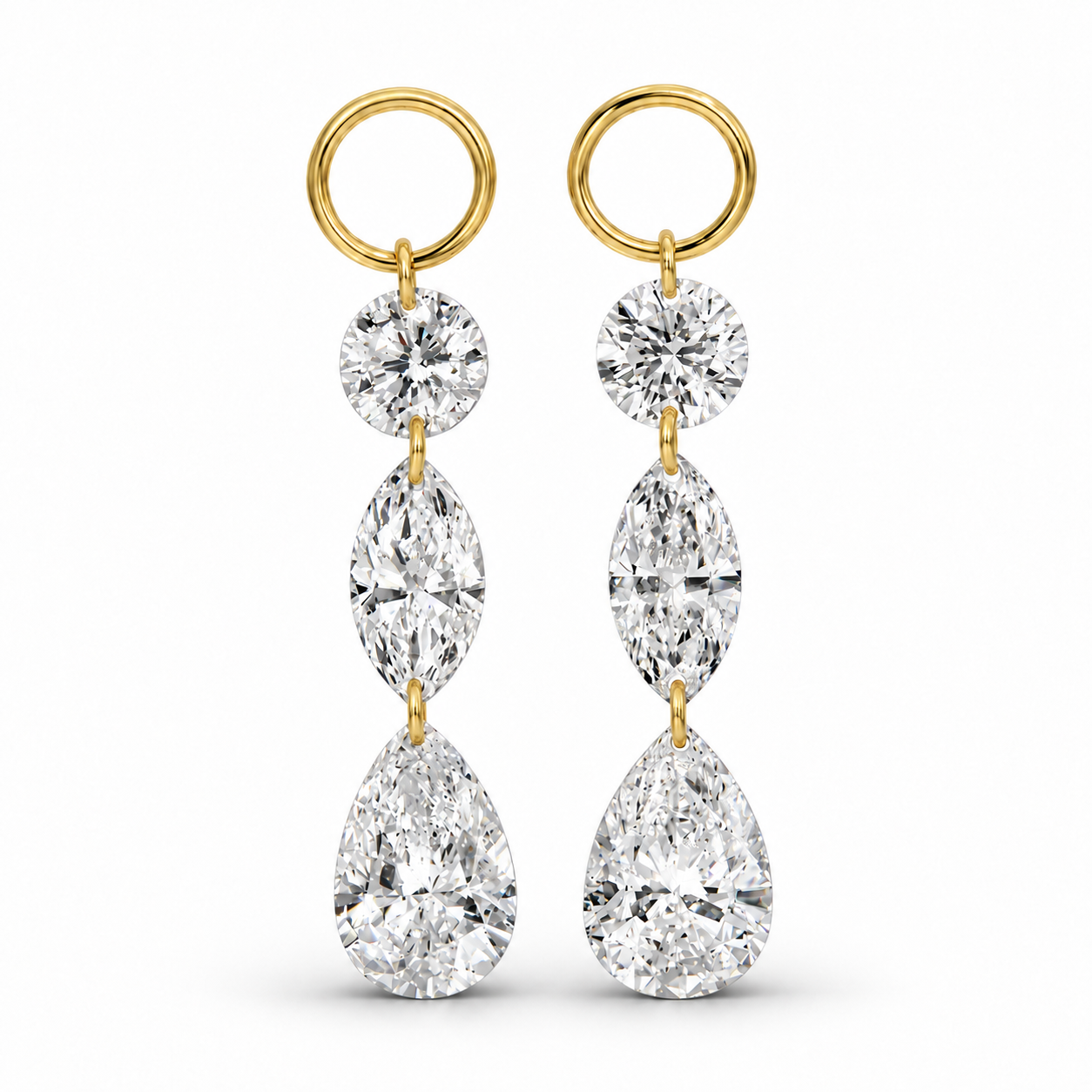 Multi shape Floating Lab Diamonds Earring Charm