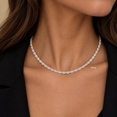 East to West Oval Lab Diamond Tennis Necklace