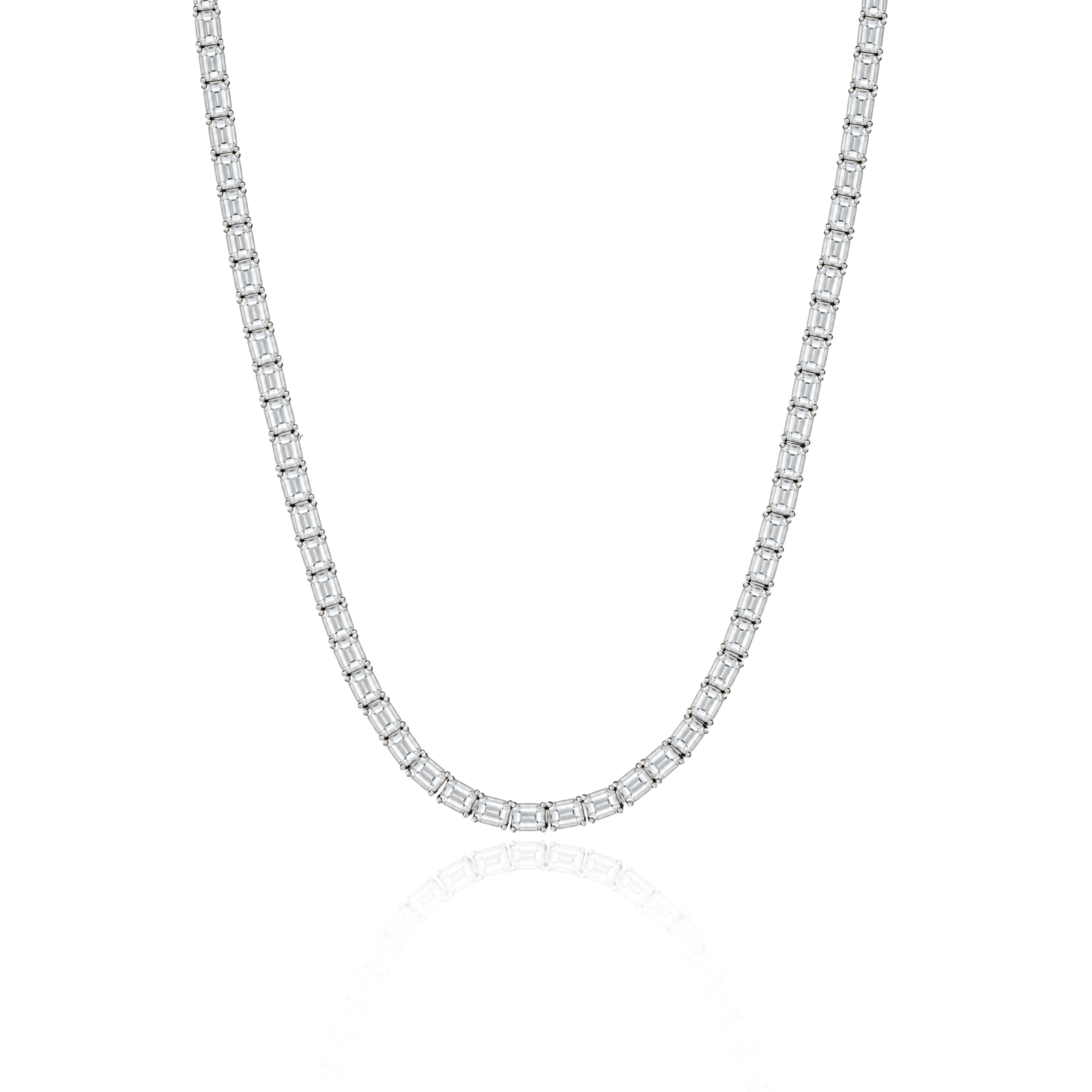East to West Emerald Cut Lab Diamond Tennis Necklace