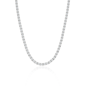 East to West Emerald Cut Lab Diamond Tennis Necklace