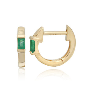 Gemstone Emerald Cut Gold Huggie