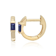 Load image into Gallery viewer, Gemstone Emerald Cut Gold Huggie
