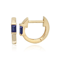 Gemstone Emerald Cut Gold Huggie
