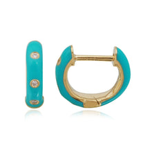Load image into Gallery viewer, Enamel Three Diamond Huggies
