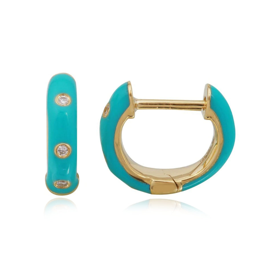 Enamel Three Diamond Huggies