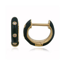 Load image into Gallery viewer, Enamel Three Diamond Huggies

