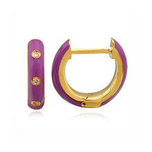 Load image into Gallery viewer, Enamel Three Diamond Huggies
