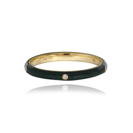 Enamel Five Diamond Ring