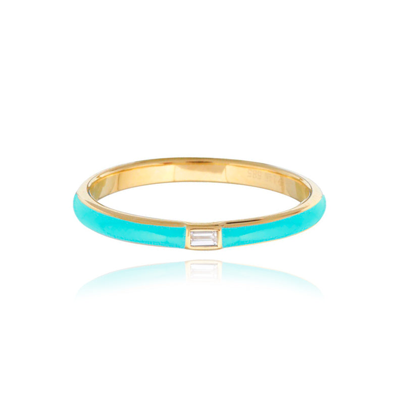 Enamel Bezel Baguette Ring